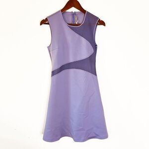 Clover Canyon Purple Neoprene and Mesh Sleeveless Fit and Flare Dress